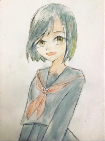 赤黒セーラー服。黒ボブ